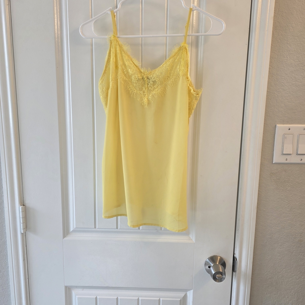 Yellow Lace Trim Cami Top